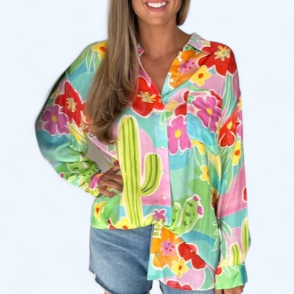 New Spell x Free People Floral Tutti Fruitti XS, S, M Pink Button Shirtdress - Picture 15 of 15